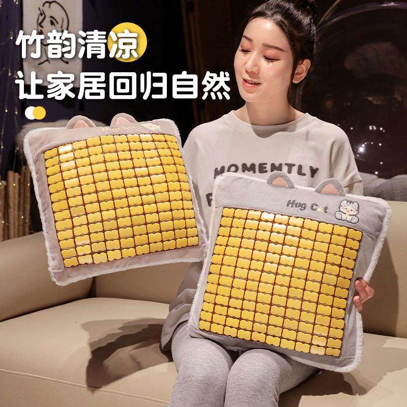 新款直销夏季凉竹席材质抱枕套床头靠垫靠枕垫办公室腰枕靠背垫记