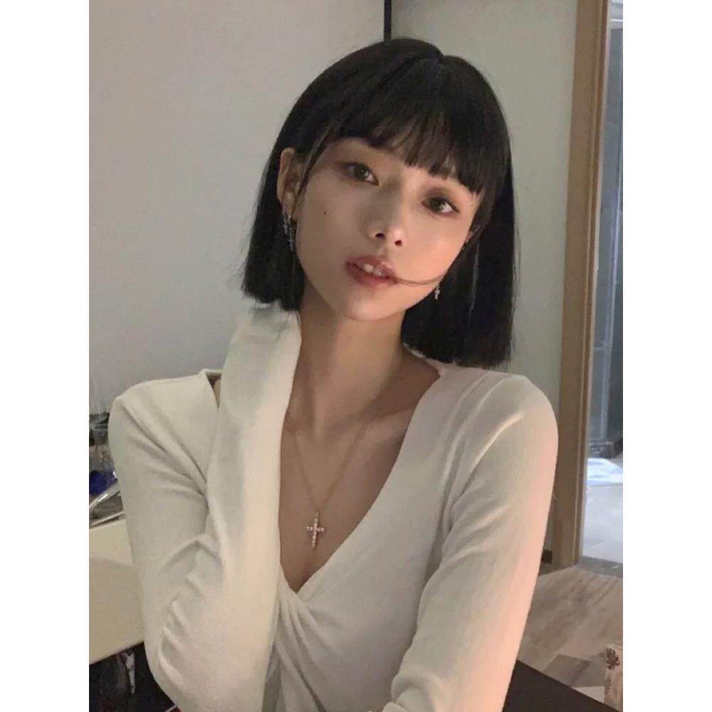 新款直销假发女短发直发网红漫画刘海一刀切齐耳波波头自然暗黑系