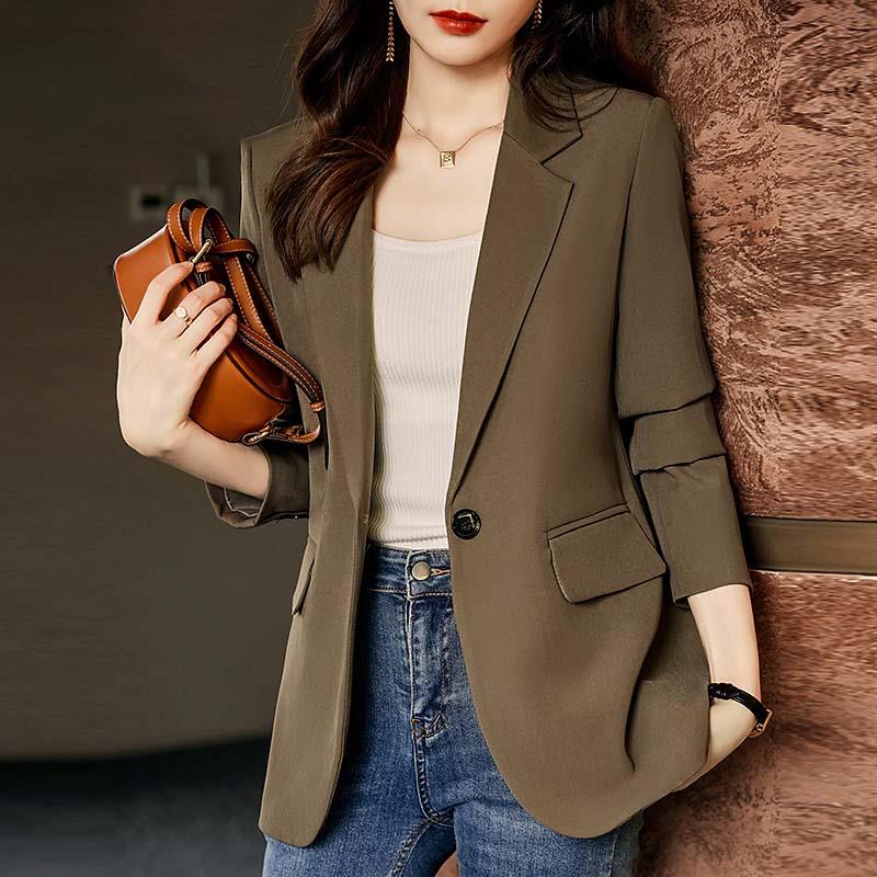 极速咖色高级感小西装外套女2026年春秋季新款气质休闲后开叉西服