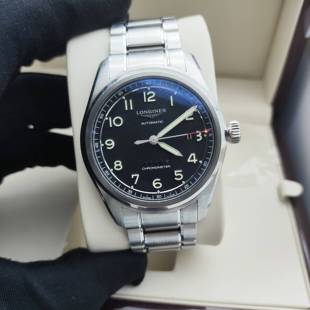 盒证[9.8新]浪琴先行者系列精钢自动机械表42MM男表L3.811.4.53.6