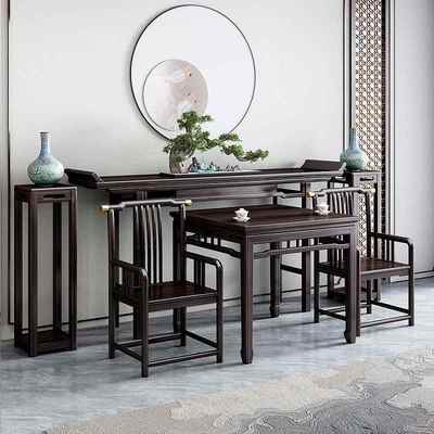 明式条案简约供桌农村堂屋新中式全实木中堂六件套八仙桌神台组合