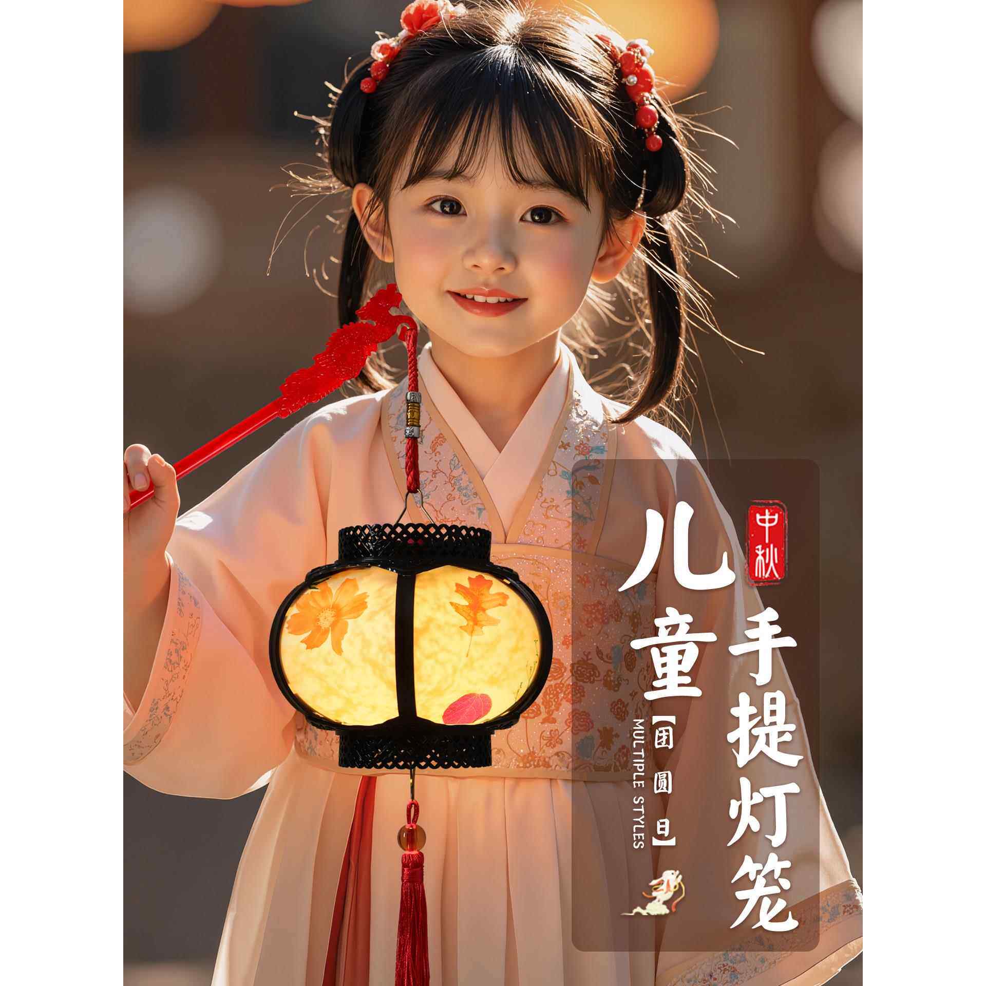 中秋节古风灯笼儿童手提中式宫灯2025新款diy装饰国庆小花灯成品