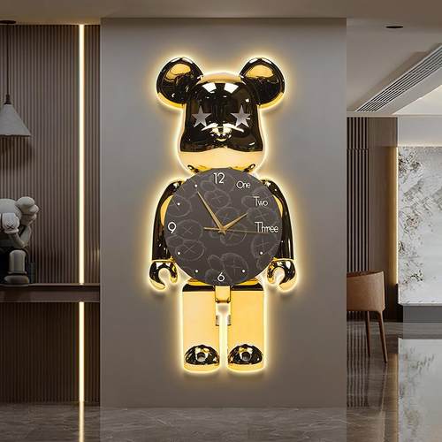 暴力熊玄关装饰画 画现代简约灯画 画网红客厅挂画 画钟表挂钟轻