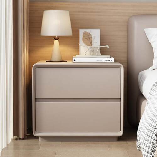 实木床头柜烤漆现代简约家用卧室2025新款极简轻奢高级感床边柜