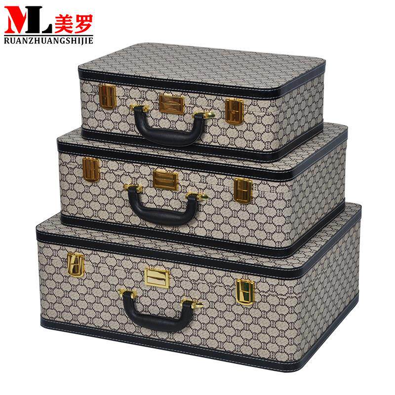 欧美风格覆古图案行李箱皮衣衣帽间软装样板间收纳柜摄影道具箱
