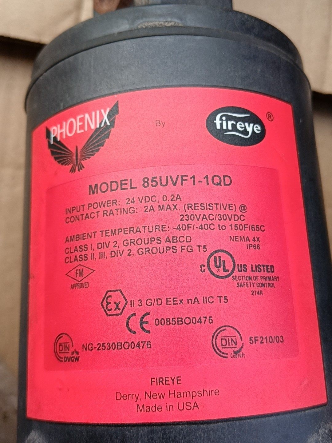 美国85UVF1-1QD火焰探测器，带原装连接线，二手拆机成