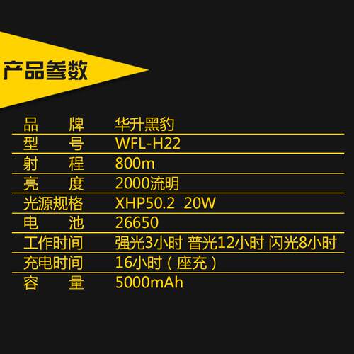 华升黑豹WFL-H22手电筒EX防爆20W手电筒安防夜巡加油站化工用电筒