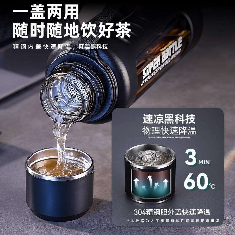捷安玺大容量智能显温玻璃杯茶水分离泡茶杯耐热高硼硅户外随手杯