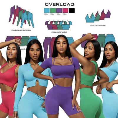 INS新款欧美跨境瑜伽服套装女无缝透气运动内衣高腰提臀健身裤