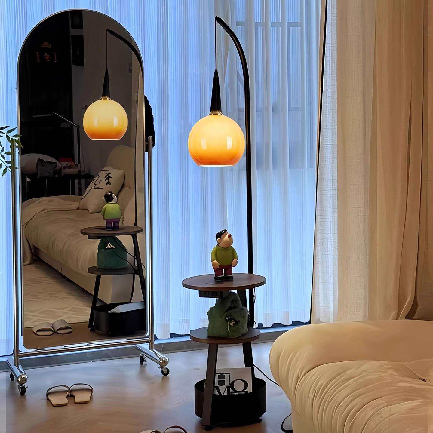 落地灯客厅沙发边几中古法式美式复古床头置物架一体卧室落台灯