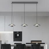 意式 简约三头长盘玻璃餐厅吊灯可升降飞蹀床头小吊灯设计师吧台灯