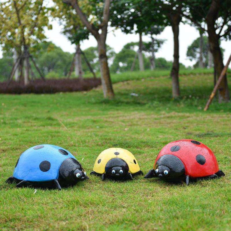 花园装饰庭院摆件户外公园园林草坪装饰动物仿真七星瓢虫雕塑摆件