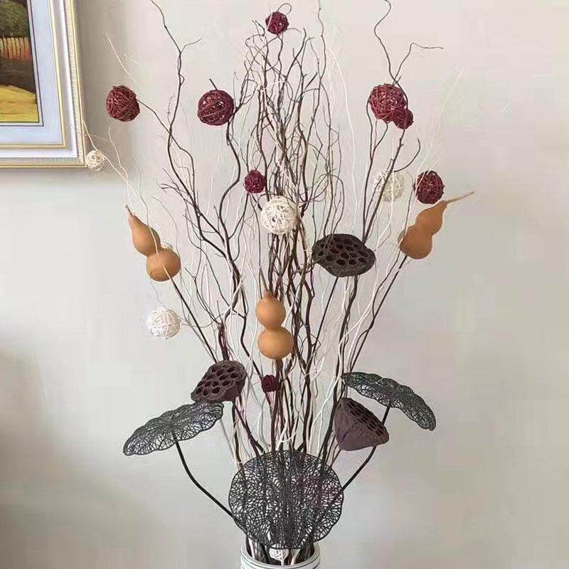 高档干枝装饰客地厅落干花陶瓷玄关居家龙柳插花天然树干瓶枝艺术