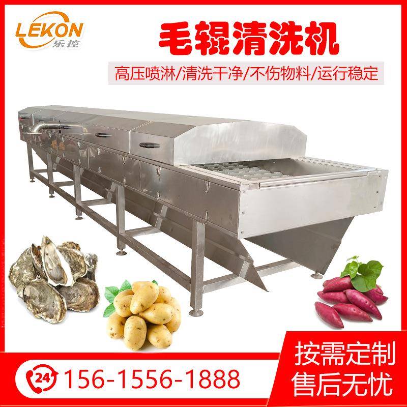 现货全自动毛辊清洗机牡蛎扇贝高压喷淋清洗分拣线设备生产厂家