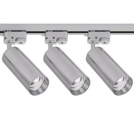 led银色明装射灯商铺服装店家用背景墙cob吸顶式轨道灯聚光商用灯