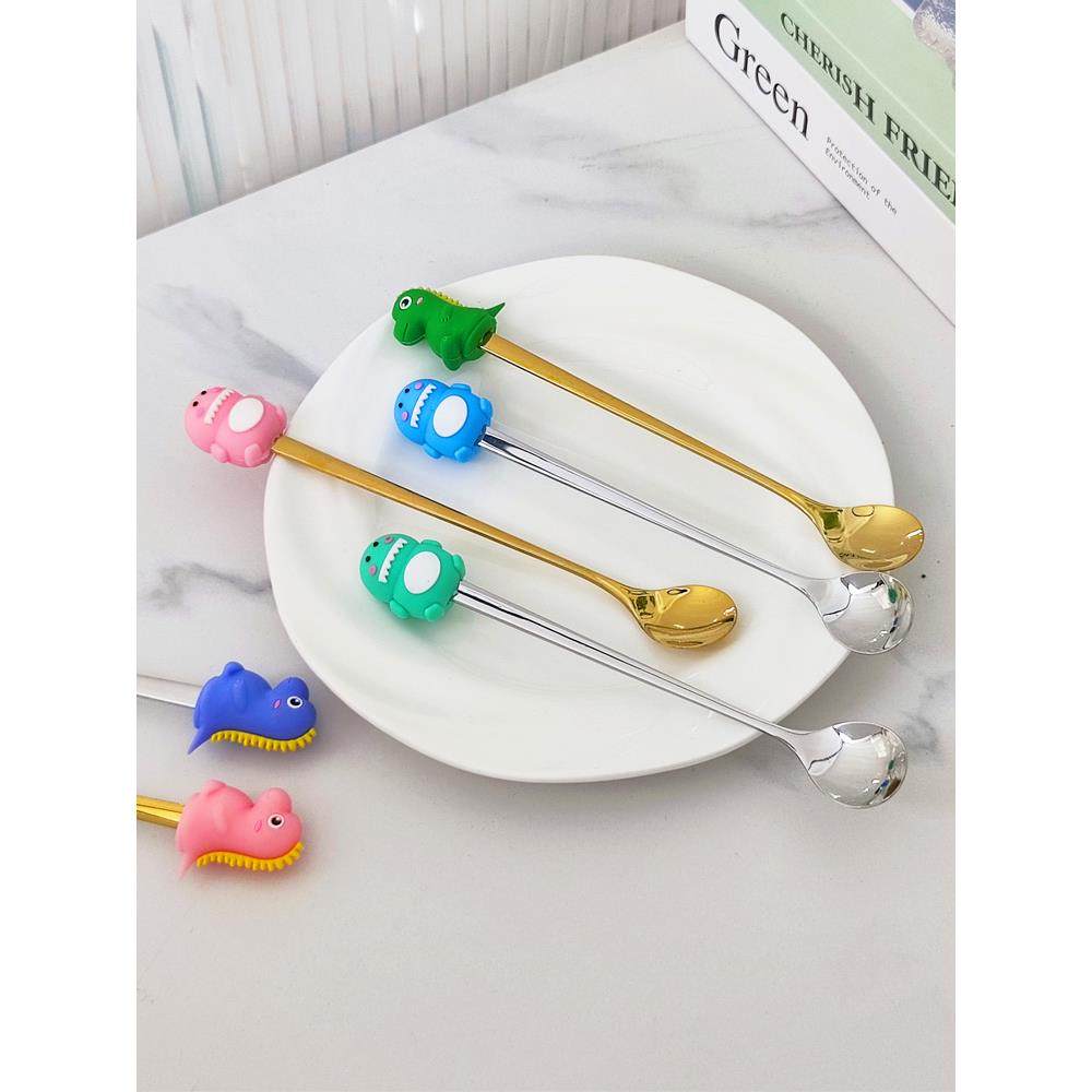 创意恐龙混合勺304不锈钢咖啡勺学生勺长柄甜品勺下午茶蛋糕勺,餐饮具,咖啡勺,淘宝优惠券,粉丝福利购,淘宝优惠卷