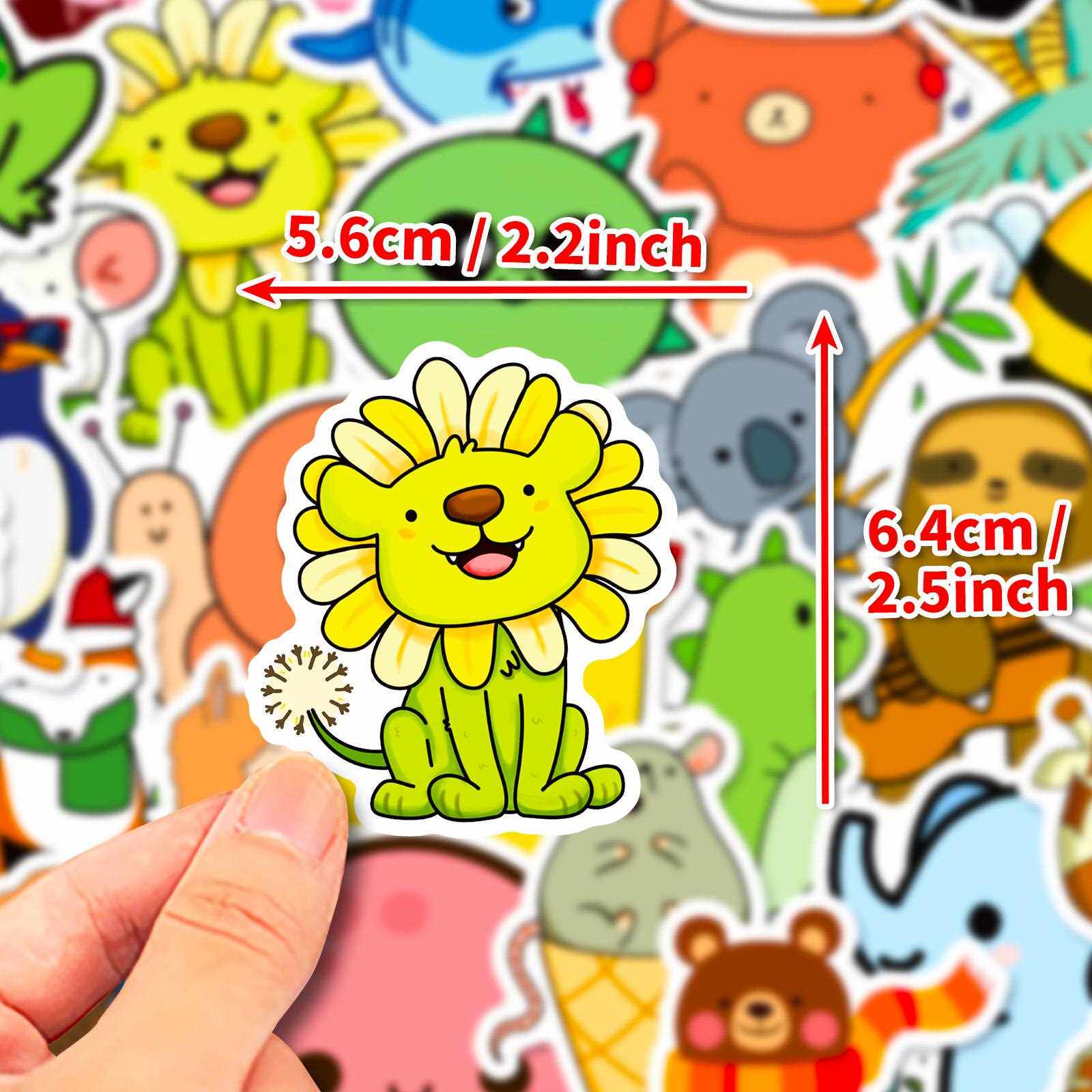 新款直销50张动物贴纸 儿童涂鸦贴纸杯子笔记本头盔冰箱电动车贴