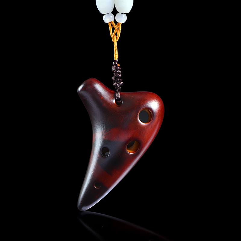 高档迷你小陶超高音6F调SSF项链孔熏烧裂纹简单笛 乐器