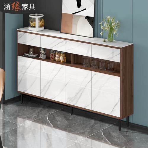 轻奢岩板超薄餐柜窄型25cm现代简约茶水柜碗盘柜厨房收纳柜7G182