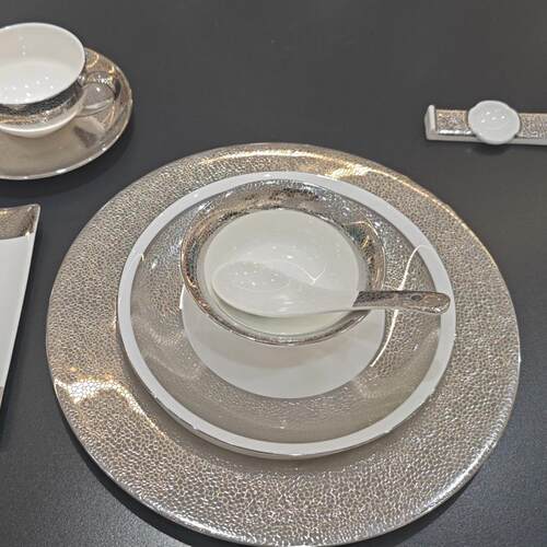 皮纹浮雕金高档会所餐具私房菜碗盘碟五星级酒店摆台