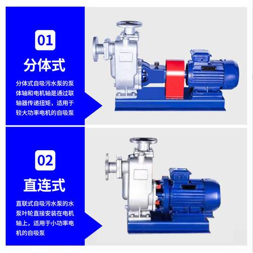 ZW分体式自吸排污泵BZ直连不锈钢防爆自吸泵污水处理厂自吸污水泵