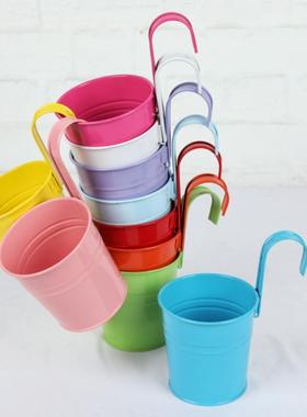 10个装彩色铁皮吊盆家居装饰阳台吊挂花盆悬挂创意绿植欧式田园