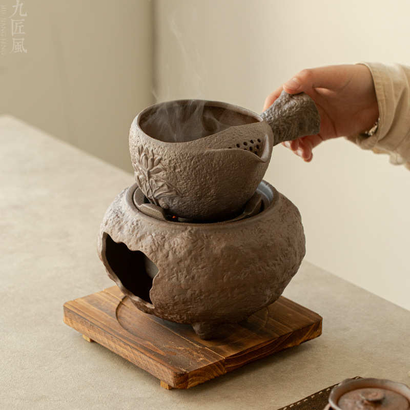 复古粗陶煮茶炉围炉煮茶老岩泥罐罐烧水壶明火温茶碳炉功夫茶具