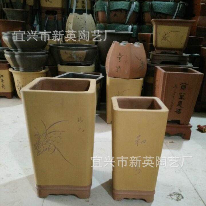 粗陶创意花插盆 四方大口径花盆 特大号紫砂花盆 大号花盆