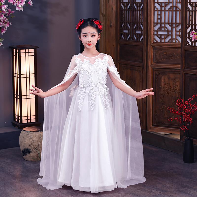 正品古筝出服女童持演人礼服钢琴主朗诵赛服儿童演比奏表演服公主