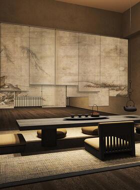 宋氏东方美学新中古式LSC民卷帘窗 帘悬挂式屏风隔断客厅茶室宿画