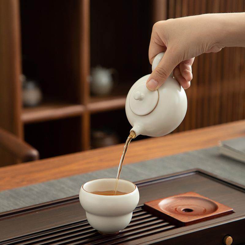 德化陶瓷【单茶壶满170ml半哑光】精工汝窑米黄色 如意壶 中容量