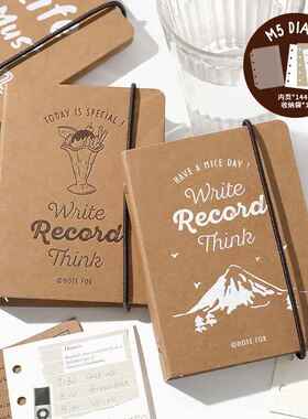 NOTE FOR M5牛皮纸活页手帐本迷你学生随身记事笔记本便携口袋本