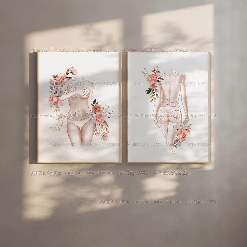 医美装饰画整形医院瑜伽普拉提挂画微整美容院美体瘦身减肥墙壁画