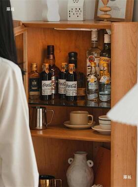 木美客厅三角形角柜转实木藤AOC编餐边墙柜角家用约酒柜小户型角