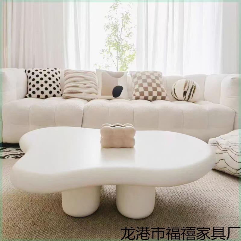 云朵茶几客厅家用小户型奶油风网简约北欧现代桌子带抽屉网红轻奢图片