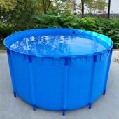 帆布鱼池圆形户外加厚室外庭院刀刮布水池家用折叠简易养殖养鱼箱