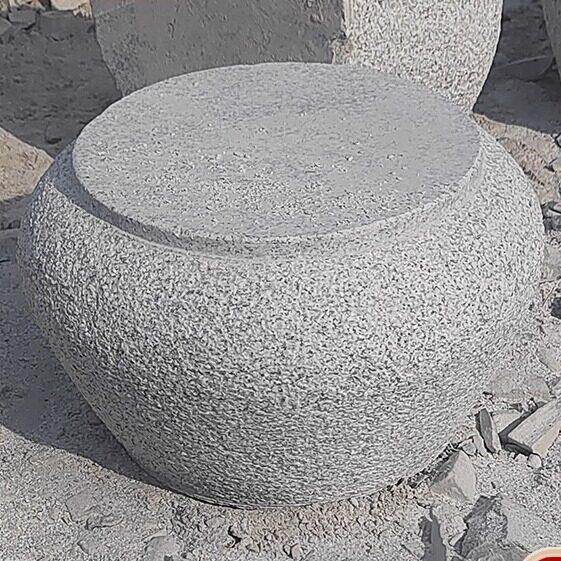 定制花岗岩石雕柱顶石柱子石墩底座 圆柱芝麻白柱脚石柱础石柱墩