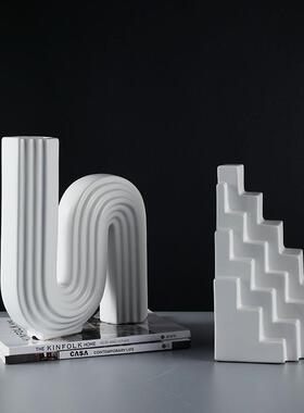 欧创意YQ-H380S形极简几何件摆树脂插花器现代简约样板家居北软间