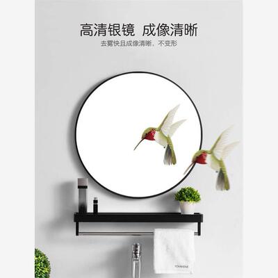 Nordic Iron Art Wall-hanging Bathroom Mirror Toilet Round