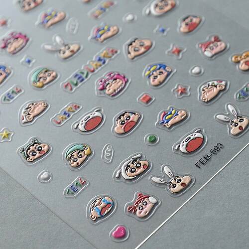 5D Nail Art Stickers Decals 日系蜡笔小新浮雕美甲贴纸指甲饰品