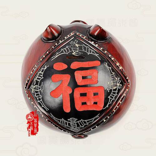 厂家直销猪木木福存小钱罐TM013特色桃雕家居工艺品摆件木质猪储