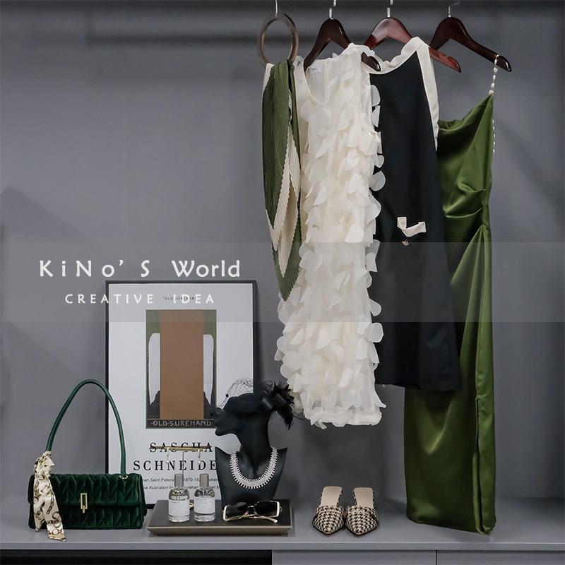 KINO奇诺样板间衣帽间组合女士衣柜装饰品样板房软装绿色衣服摆件