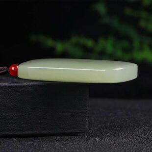 天然和田玉青白玉无事牌挂件男女款玉石面包牌玉石吊坠