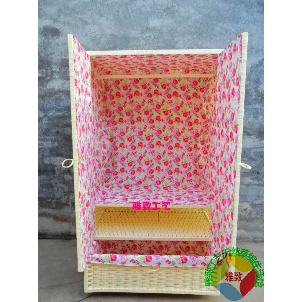 高档包草编宝宝衣柜衣橱藤编收纳简易儿童邮衣柜实木特价田衣柜园