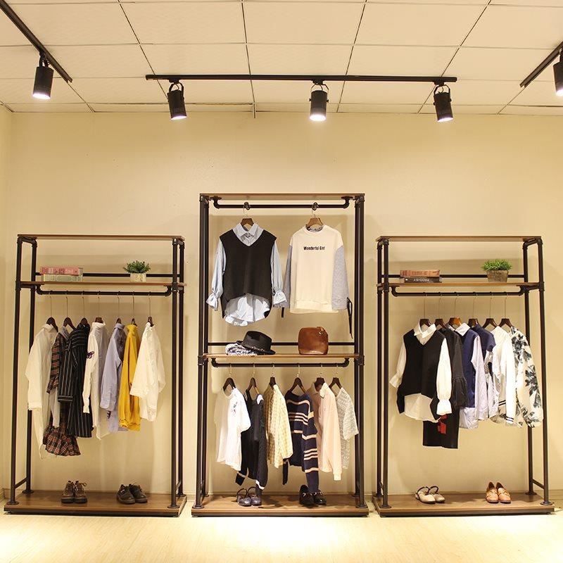 美式loft工业风落地式衣架个性男女服装店挂衣架复古陈列展示架