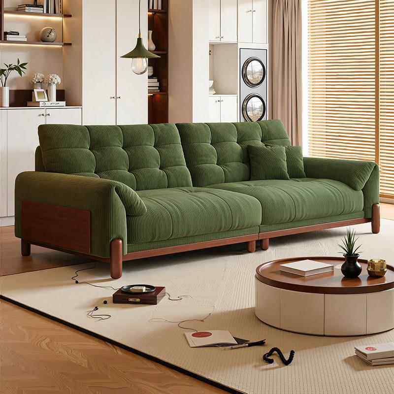 政府补贴法式复古风灯芯绒泡芙沙发客厅小户型实木直排布艺沙发