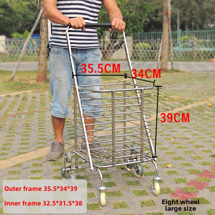 不锈钢折叠式爬楼梯购物车便携式八轮杂货购物车/卷拉杆小推车