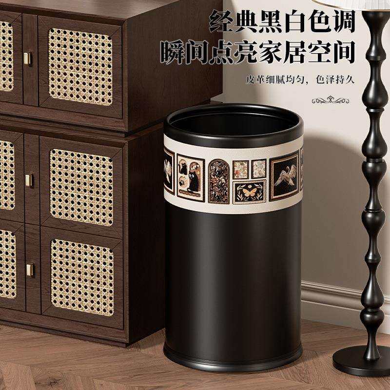 25新款垃圾筒客厅厨房卫生间大号金属垃圾桶轻奢感家用大容量