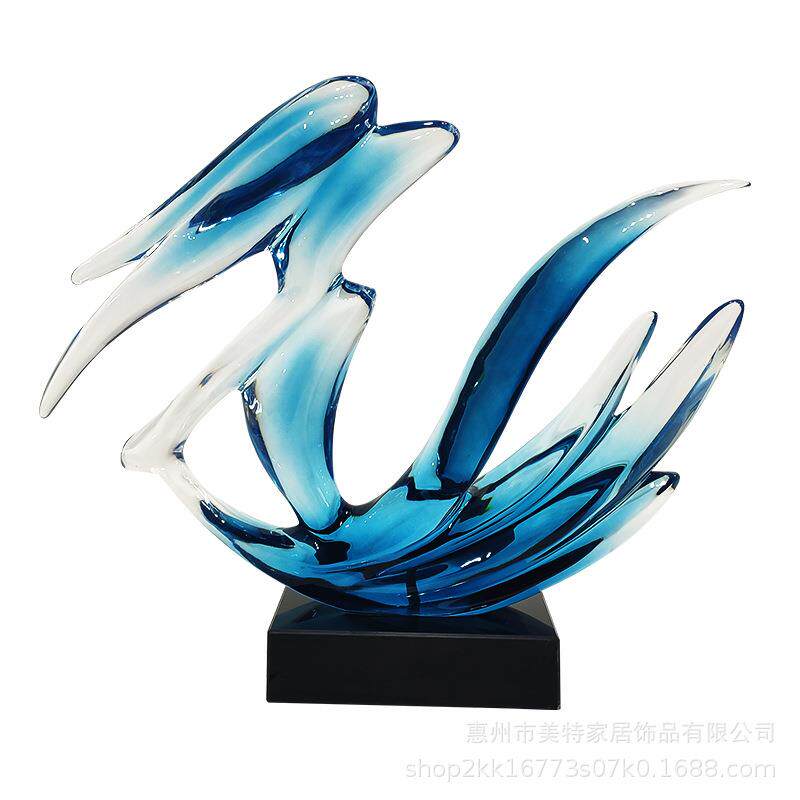 现代高档玄关屏风酒店别墅创意软装摆件透明树脂抽象雕塑艺术装饰