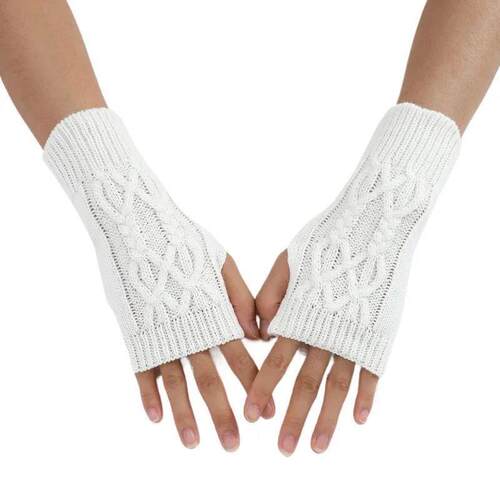 Half Finger Gloves for Women Winter Soft Warm Wool Knitting